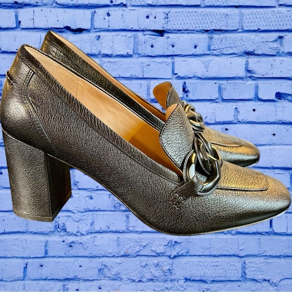 NWT Cole Haan ‘Chrystie Chain Block Heel Loafer’ in “Black Leather” Size 9.5 - Picture 11 of 16
